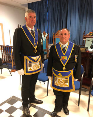 W.Bro. David Nesbitt Rex PPGSupWks. with R.W.B. Bernard Smith. PGStB PGM Balearic Islands
