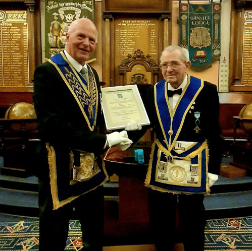 Don Ward presentation of 60 years certificate