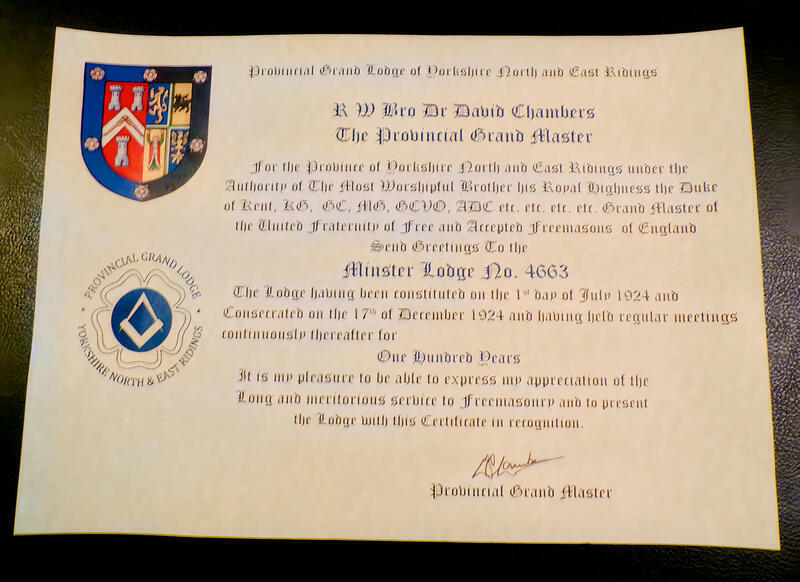 minster4663 centenary certificate